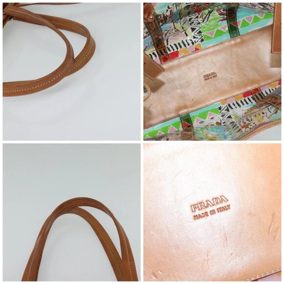 PRADA Tote Bag Vinyl Leather Clear Multicolor Silver - Picture 14 of 15